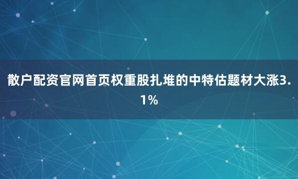 散户配资官网首页权重股扎堆的中特估题材大涨3.1%